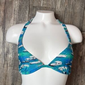 Agua De Coco Women's Blue Patterned Swim One Piece